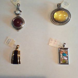 Lia Sophia Semi-Precious Gemstone Pendants (Multi-gem pendant SOLD) Lot of 3